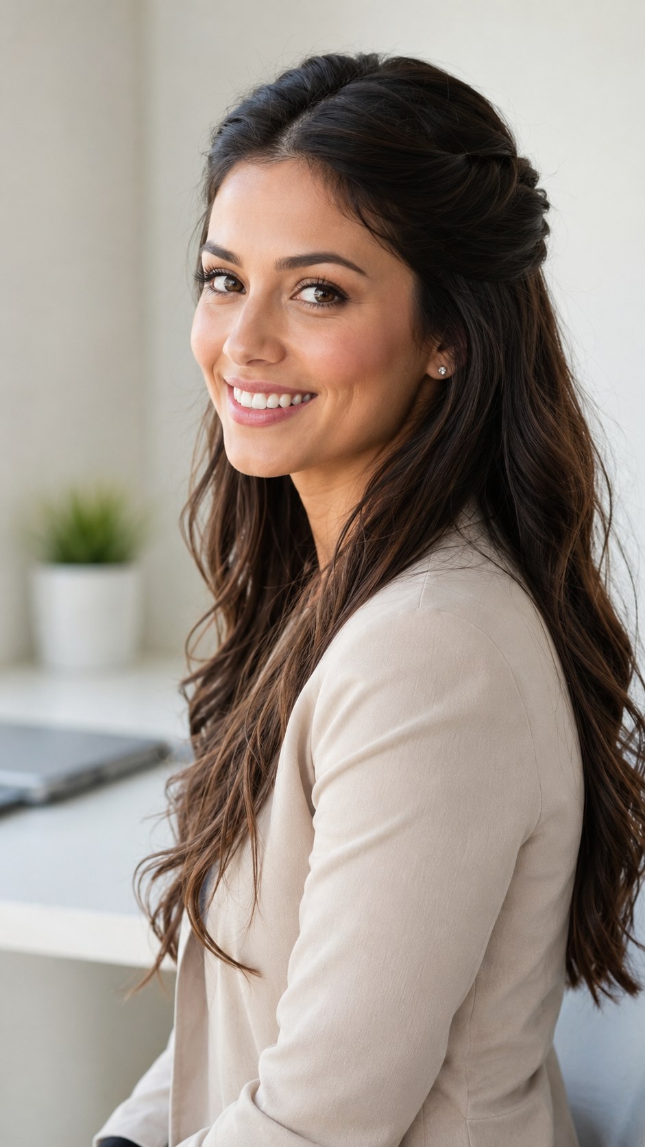 The Twisted Half-Up - five-minute professional updo