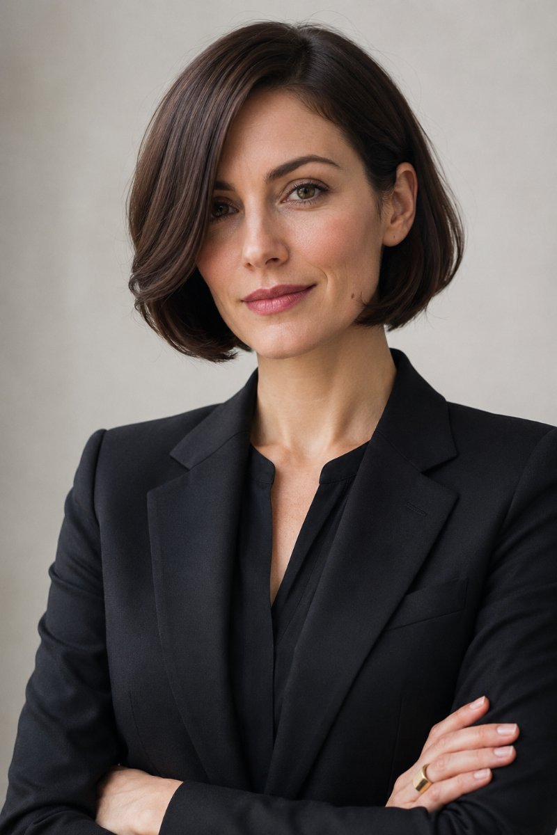 Female executive with a chin-length French bob