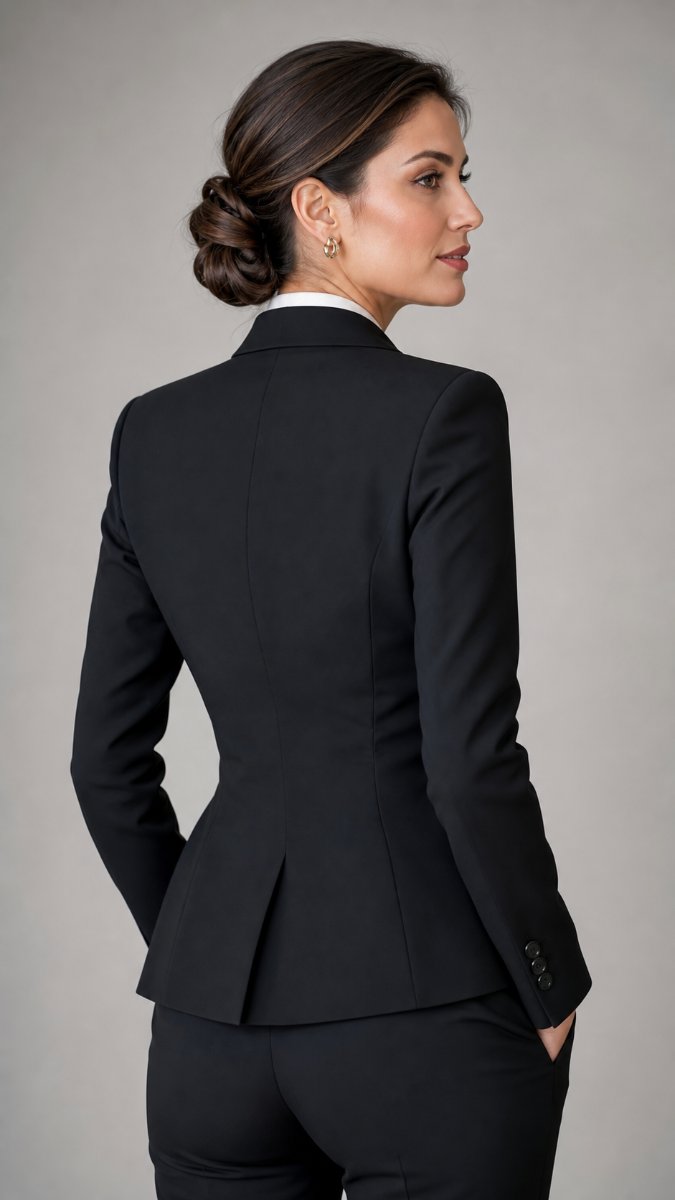 Female executive with an elegant low twisted chignon bun