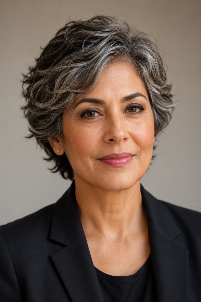 Woman with a soft grown-out crop