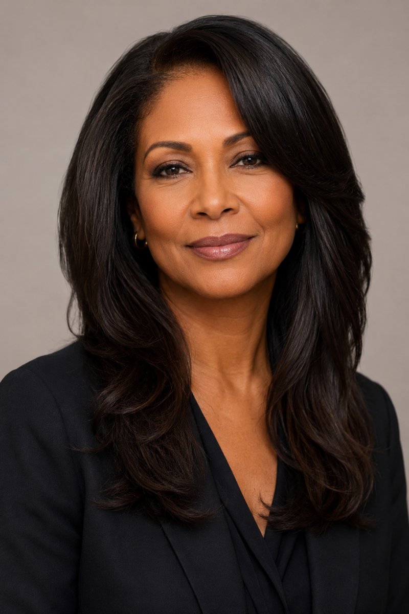 Woman with sleek long layered hair