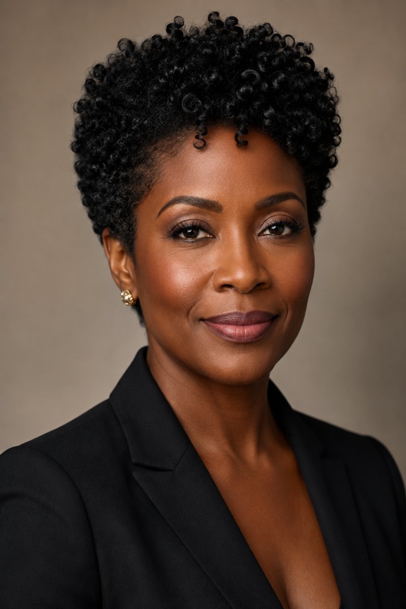 Woman with a tapered natural curly cut