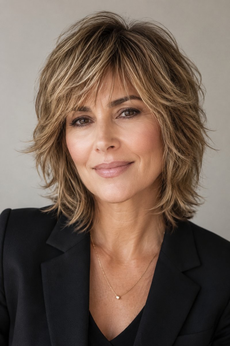 Woman with a modern soft shag haircut