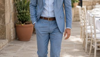 men dusty blue suit 86865