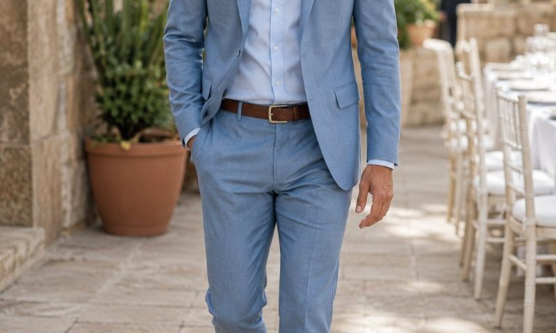 men dusty blue suit 86865