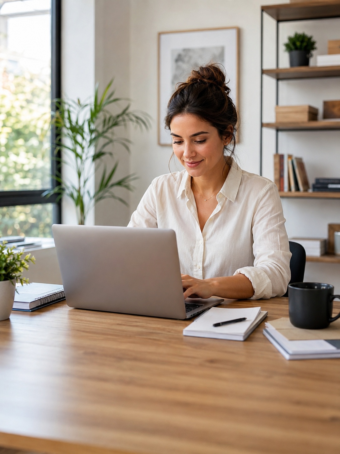 Small Business Owner Working Laptop Home Office