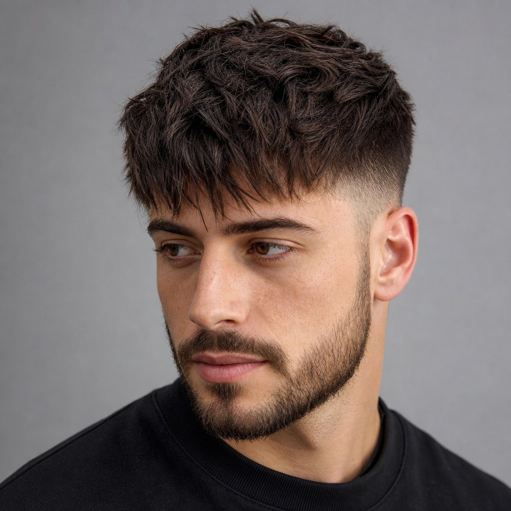 12. The Textured Fringe haircut for men with thick hair