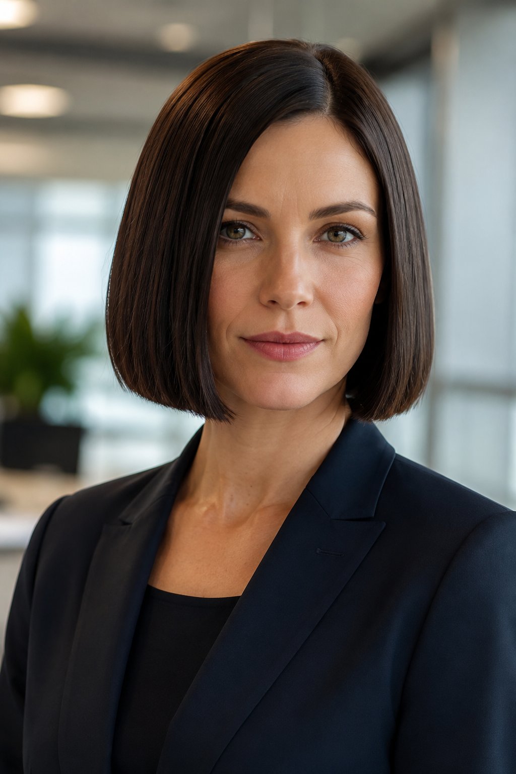 Woman with a soft layered bob with face-framing movement
