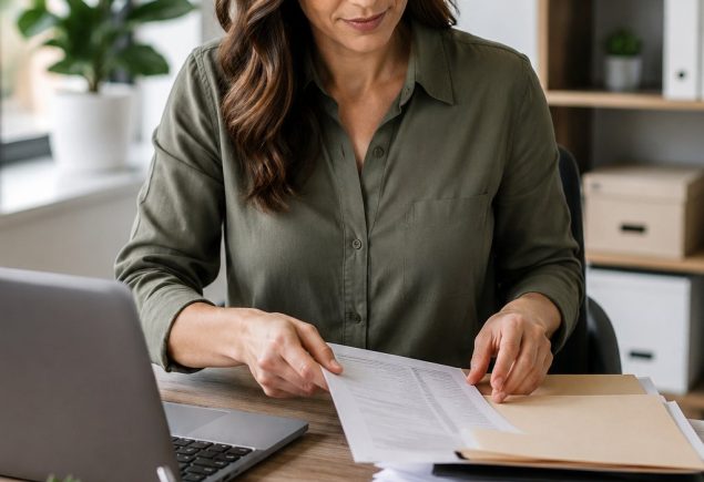business owner organising financial paperwork
