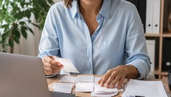 business owner organising receipts
