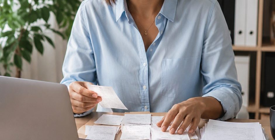 business owner organising receipts