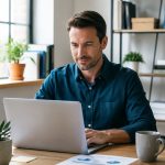 small business owner reviewing loan paperwork