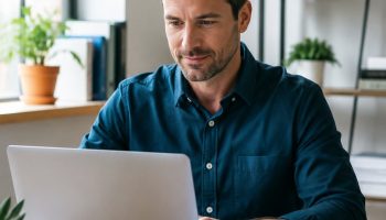 small business owner reviewing loan paperwork