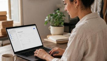 woman founder grant application laptop