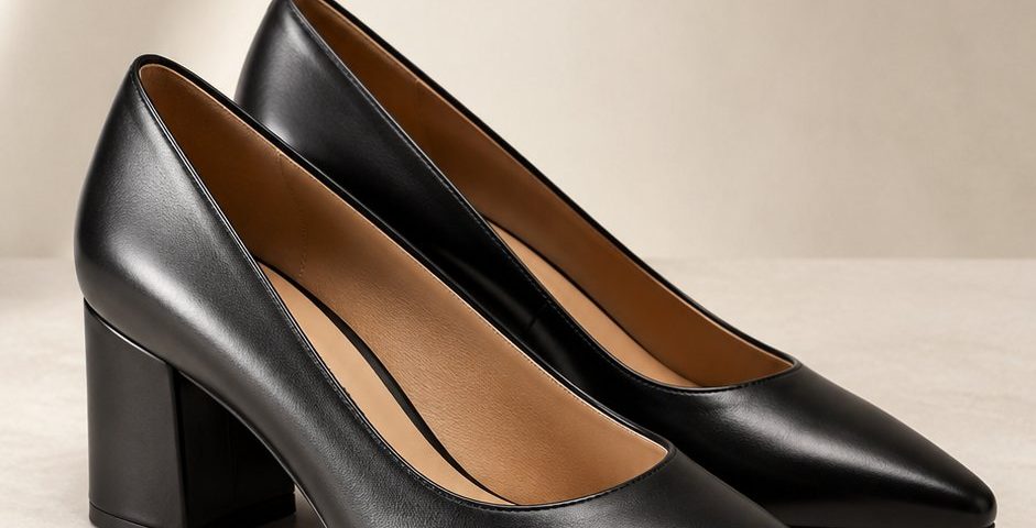 work shoes black block heel